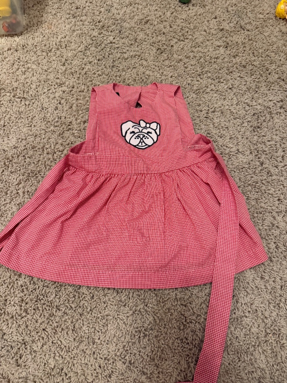 Toddler girl Bulldog Apron dress